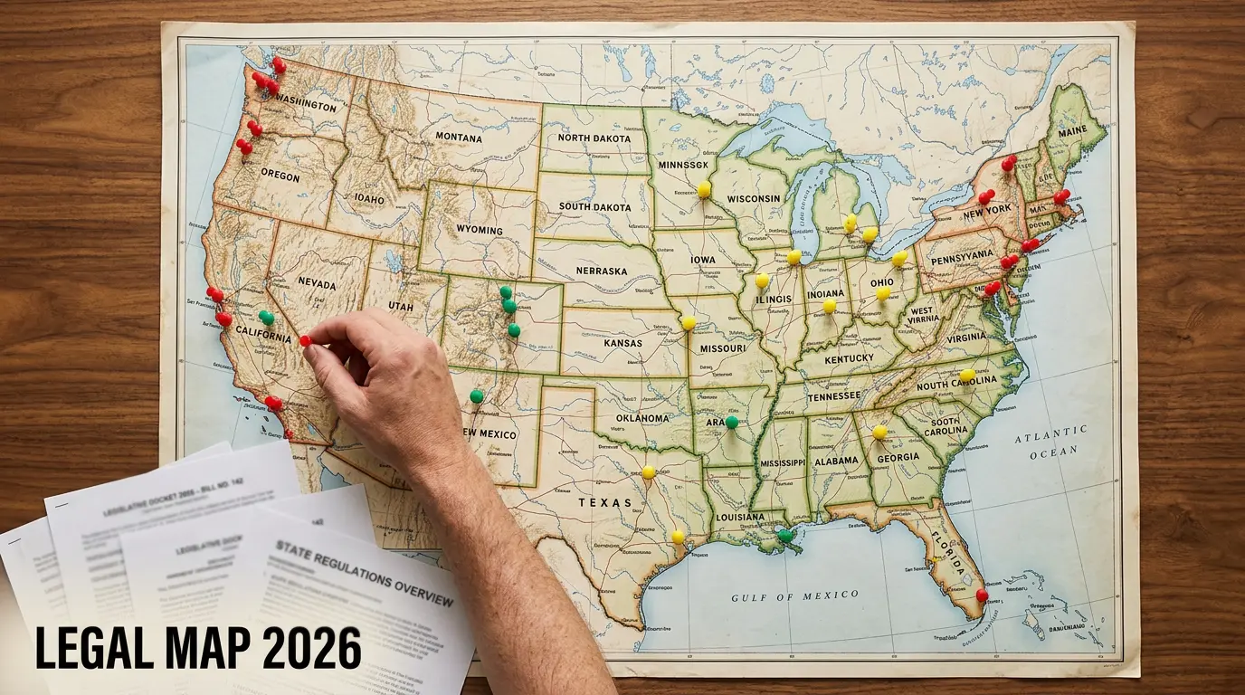 Sweepstakes casino legality map by US state in 2026